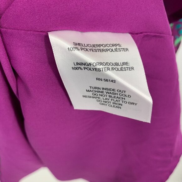 Donna Morgan Dress Midi 3/4 Sleeve Printed V Neck Purple NWT - Picture 6 of 15